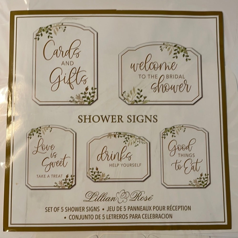 Bridal shower decor signs! 5 signs with built in easels to prop up. Used once!